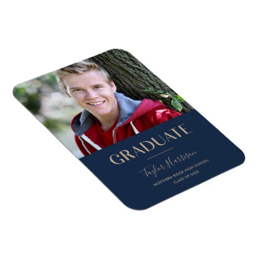 Magnet Flexible Gradué Marine 2025 Bleu et or Faire-part (Côté Droit)