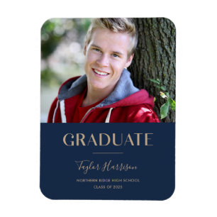 Magnet Flexible Gradué Marine 2025 Bleu et or Faire-part