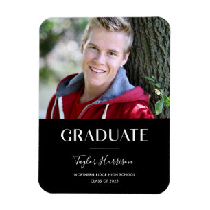 Magnet Flexible Gradué moderne noir & blanc Faire-part Grad