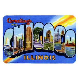 Magnet Flexible Grand aimant de carte postale de lettre de Chicago