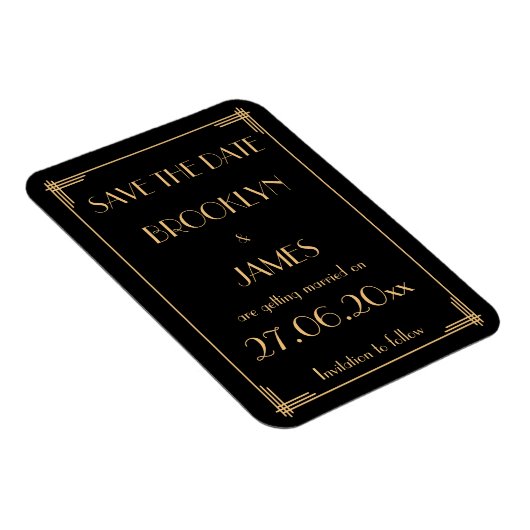 Magnet Flexible Grand Gatsby Art Déco Mariage Enregistrer La Date  (Côté Droit)