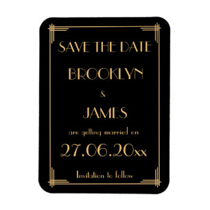 Magnet Flexible Grand Gatsby Art Déco Mariage Enregistrer La Date 