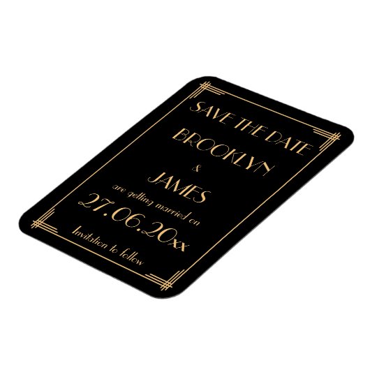 Magnet Flexible Grand Gatsby Art Déco Mariage Enregistrer La Date  (Côté Gauche)