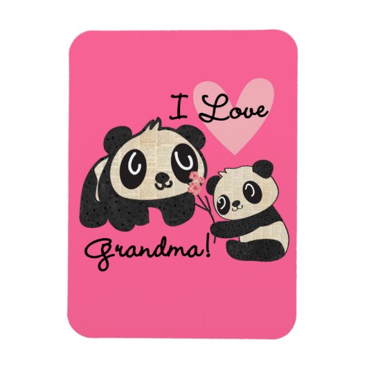 Magnet Flexible Grand-maman d'amour des ours panda I (Vertical)