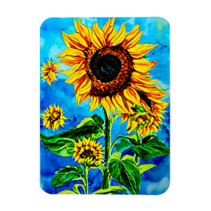 Magnet Flexible Grand tournesols aquarelle nature