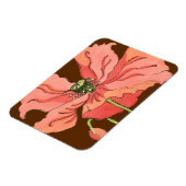 Magnet Flexible Grande Fleur rose avec Arrière - plan rouge profon (Côté Gauche)