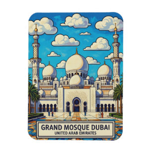 Magnet Flexible Grande Mosquée de Dubaï Voyage aux Émirats arabes 