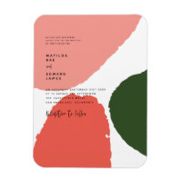 Graphique abstrait moderne rouge, rose + vert anno