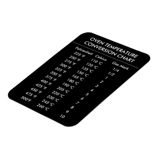 Magnet Flexible graphique de conversion celsius à fahrenheit noir (Côté Gauche)