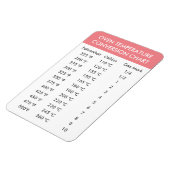 Magnet Flexible graphique de conversion de température du four (Côté Gauche)