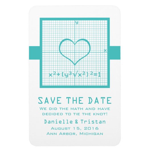 Magnet Flexible Graphique de mathématiques cardiaques turquoises E (Vertical)