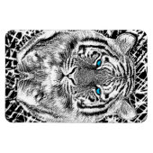 Magnet Flexible Graphique de tigre noir et blanc aux yeux bleus (Horizontal)