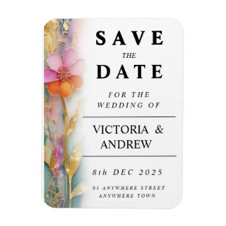 Magnet Flexible Gras Coloré Floral Enregistrer La Carte Date