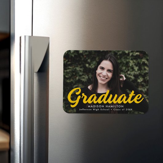 Magnet Flexible Gras Jaune Faire-part de graduation de la photo Sc