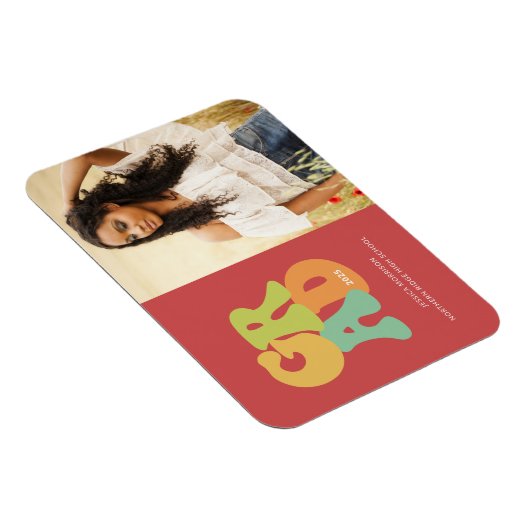 Magnet Flexible Gras Retro Grad 1970 Typographie Grad Faire-part (Côté Droit)