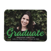 Magnet Flexible Gras Script Green Photo Graduation Faire-part (Horizontal)