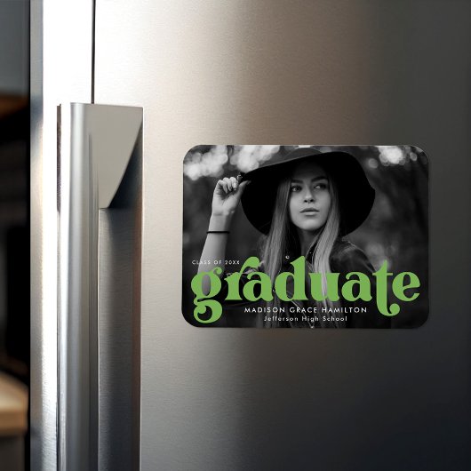 Magnet Flexible Gras Typographie Lime Green Photo Graduation
