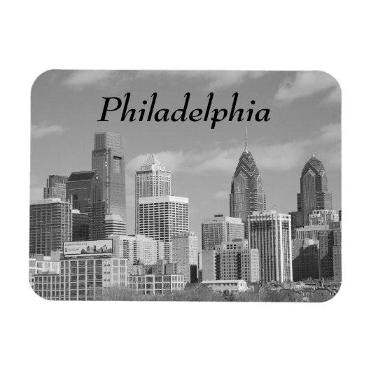 Magnet Flexible gratte-ciel de Philly noir et blanc (Horizontal)