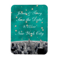 Gravure de la skyline de NYC 2 Teal Gold Star Save