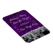 Magnet Flexible Gravure de la skyline de NYC 2 Violet Or Save Date (Côté Droit)