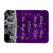 Magnet Flexible Gravure de la skyline de NYC 2 Violet Or Save Date (Horizontal)