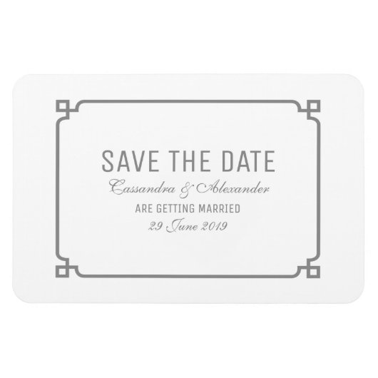 Magnet Flexible Gray Deco Chic Enregistrer la date (Horizontal)