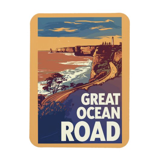 Magnet Flexible Great Ocean Road Travel Art Vintage (Vertical)