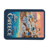 Magnet Flexible Grèce Mykonos Illustration Voyage Art Vintage (Horizontal)