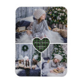 Magnet Flexible Green Buffalo Plaid Heart Photo Joyeux Noël (Vertical)
