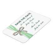 Magnet Flexible Green Diamond Bow Wedding Enregistrer La Date Magn (Côté Gauche)