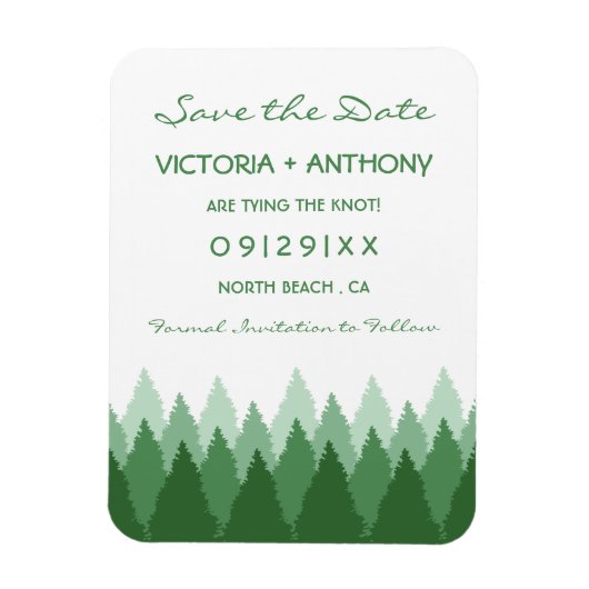Magnet Flexible Green Forest Range Woodland Wedding Enregistrer La (Vertical)
