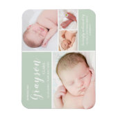 Magnet Flexible Green Photo Collage Faire-part de naissance bébé (Vertical)
