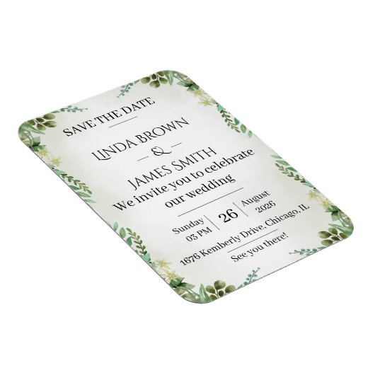 Magnet Flexible Green Save the Date Faire-part de mariage - Elegan (Côté Droit)