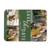 Magnet Flexible Green Save the Date Mariage 3 Photos (Horizontal)