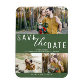 Magnet Flexible Green Save the Date Mariage 3 Photos (Vertical)