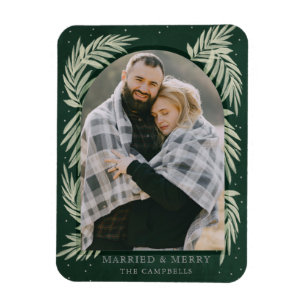 Magnet Flexible Green Silver Merry Arch Botanique Photo Holiday