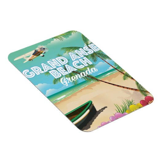 Magnet Flexible Grenada Grand Anse Beach Affiche de voyage (Côté Droit)