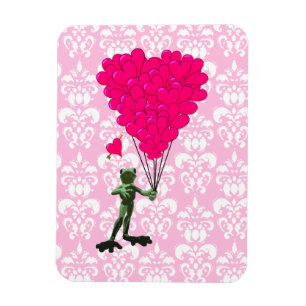 Magnet Flexible Grenouille drôle dessin animé & coeur rose sur dam