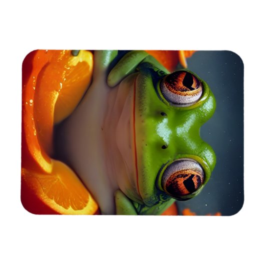 Magnet Flexible Grenouille et oranges (Horizontal)