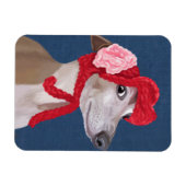 Magnet Flexible Greyhound avec Casquette en laine rouge (Horizontal)