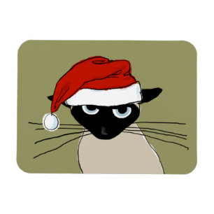 Magnet Flexible Griffes siamoises de Père Noël - chat drôle de