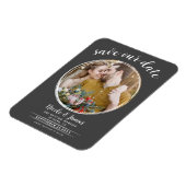 Magnet Flexible Gris & blanc Photo ronde moderne Sauvez la date (Côté Gauche)