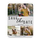 Magnet Flexible Gris clair Enregistrer la date Mariage 3 photos (Vertical)