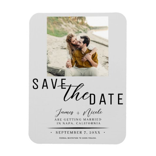 Magnet Flexible Gris clair Enregistrer la date Mariage photo (Vertical)