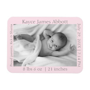 Magnet Flexible Gris moderne sur Faire-part de naissance rose past