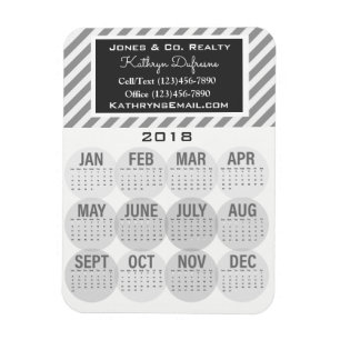Magnet Flexible Gris professionnel de calendrier des affaires 2018