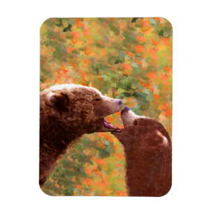 Magnet Flexible Grizzly Bear Mom and Cub Painting - Wildlife Art