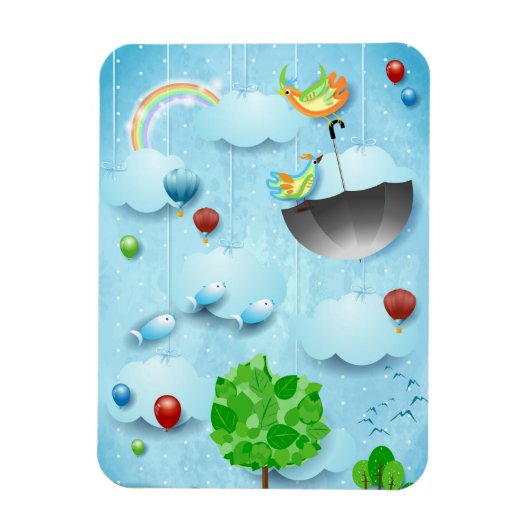Magnet Flexible Gros arbre et oiseaux volants (Vertical)