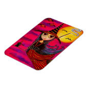 Magnet Flexible Gros oeil Halloween sorcière fille en bandes Chat  (Côté Gauche)