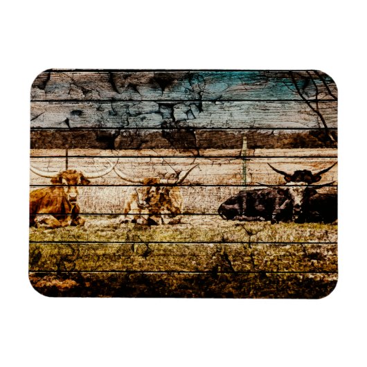 Magnet Flexible Groupe de Longhorns assis en terrain Distressed Wo (Horizontal)